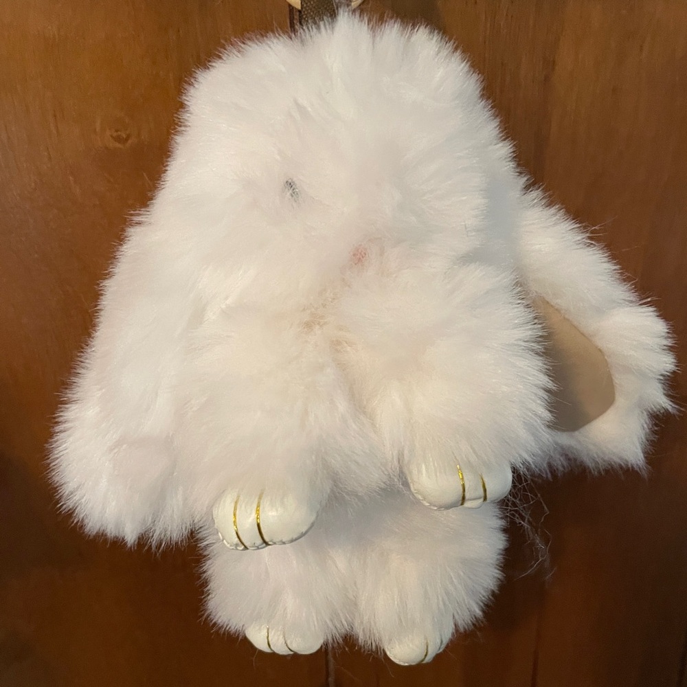 Fluffy White Bunny Keychain